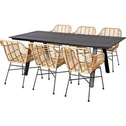 Andre Mærker Riverside Havebordsæt Med 6 Oregon Stole - Natur/sort