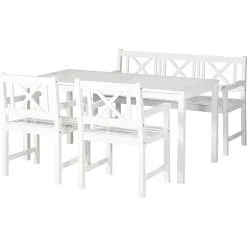 Rosenborg Havemøbelsæt: 1 Bænk, 1 Bord Og 2 Stole - Hvid Højglans