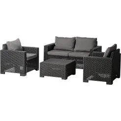 Keter California Loungesæt, 2 Pers. Sofa - Mørkegrå