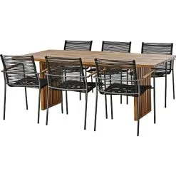 Andre Mærker Skagen Havebord Med 6 Mood Classic Rope Stole - Akacie/sort