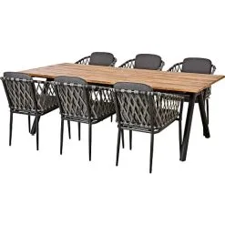 Andre Mærker Yuma Havemøbelsæt Med 6 Mijas Stole - Grå/akacietræ