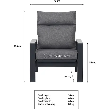 Andre Mærker Palamos Positionsloungestol - Aluminium/Polyester - Grå - Billede 5