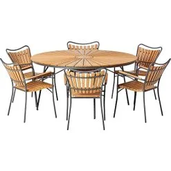 Kerteminde Ø150 Nonwood Havemøbelsæt Med 6 Stole - Teak/Antracit