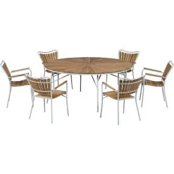 Andre Mærker Kerteminde Ø170 Havemøbelsæt Med 6 Stole - Teak/hvid