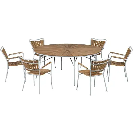 Andre Mærker Kerteminde Ø170 Havemøbelsæt Med 6 Stole - Teak/hvid