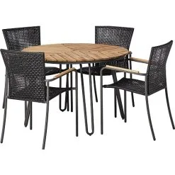 Mood Houston Havebord Med 4 Mood Tokyo Open Stole, Antracit Stel