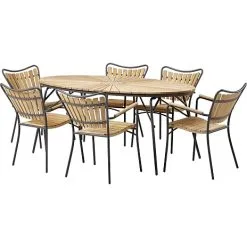 Andre Mærker Kerteminde 180x90 Havemøbelsæt Med 6 Stole - Teak/antracit