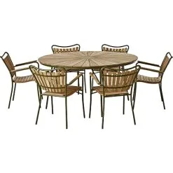 Kerteminde Ø150 Havemøbelsæt Med 6 Stole - Teak/grøn