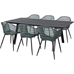 Andre Mærker Riverside Havebordsæt Med 6 Dawson Stole - Grå/sort