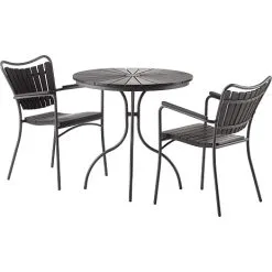 Kerteminde Nonwood Ø80 Havemøbelsæt Med 2 Stole - Sort/Antracit