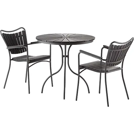 Kerteminde Nonwood Ø80 Havemøbelsæt Med 2 Stole - Sort/Antracit