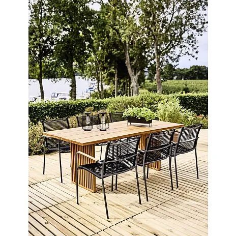Andre Mærker Skagen Havebord Med 6 Mood Classic Rope Stole - Akacie/sort - Billede 2