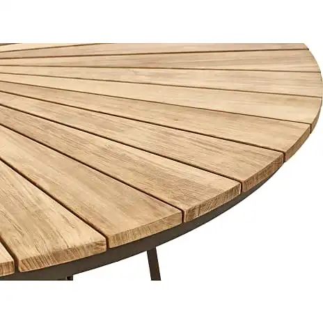 Andre Mærker Kerteminde Teak Bord Ø150, Antracit Stel Med 6 Mijas Stole - Billede 3