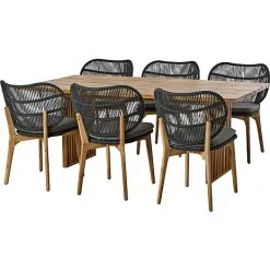 Andre Mærker Skagen Havebord Med 6 Vejle Havestole - Akacie/sort