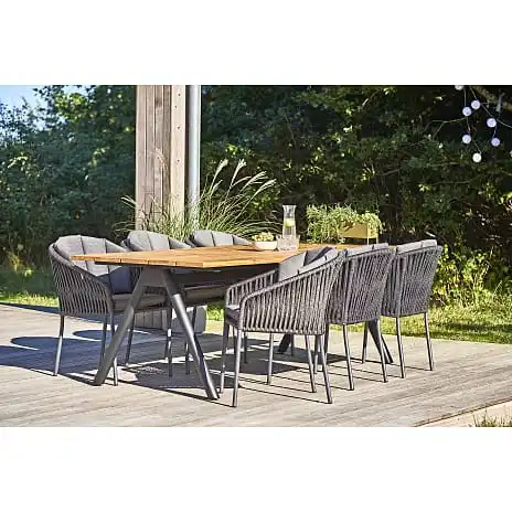 Andre Mærker Yuma Havemøbelsæt Med 6 Las Palmas Stole - Akacietræ/grå - Billede 8