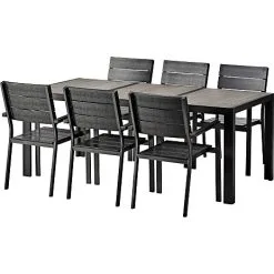 Andre Mærker Parma Havesæt 195 X 90 Cm Sort/grå Med 6 Carlton Stole - Sort
