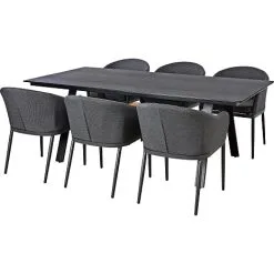 Andre Mærker Riverside Havebordsæt Med 6 Carlow Stole - Grå/sort