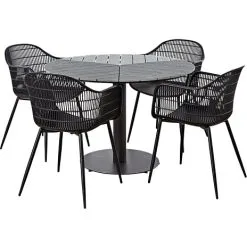 Andre Mærker Broke Havebordsæt Med 4 Dawson Stole - Grå/sort