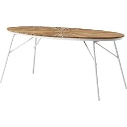 Kerteminde Teak Havebord Ø180 Cm, Hvidt Stel