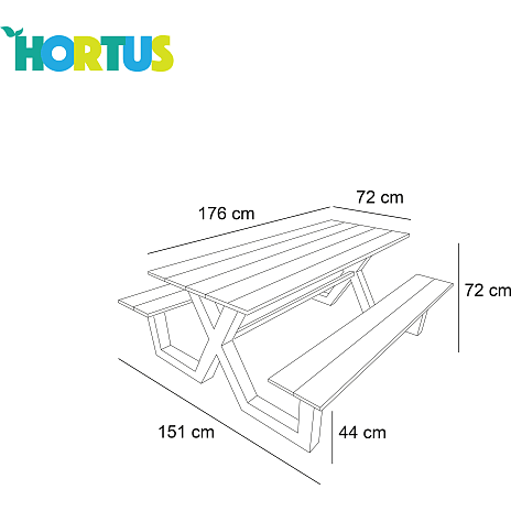 Hortus Savannah Bordbænkesæt - Sort/antracit - Billede 2
