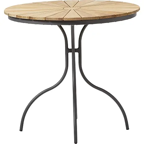 KERTEMINDE TEAK Ø80CM CAFÉBORD, ANTRACIT STEL