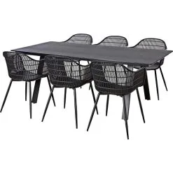 Andre Mærker Riverside Havebordsæt Med 6 Dawson Stole - Sort