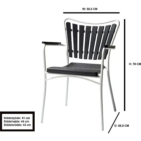 Kerteminde Sort Nonwood Havestol, Hvidt Stel - Billede 3
