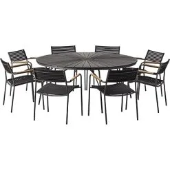 Kerteminde Nonwood Sort Ø170 Cm, Antracit Stel Med 8 Mood Air Stole