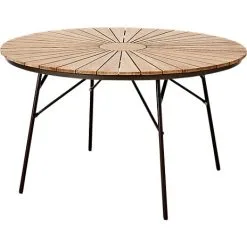 Kerteminde Teak Ø130 Cm Havebord - Mocca Stel