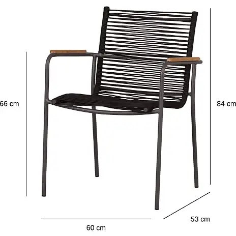 Andre Mærker Skagen Havebord Med 6 Mood Classic Rope Stole - Akacie/sort - Billede 4