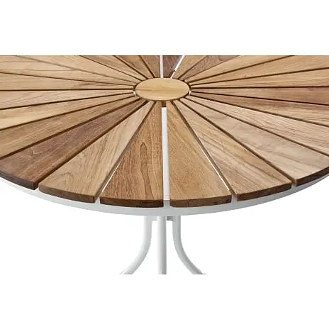 Kerteminde Teak Cafébord Ø80 Cm, Hvidt Stel - Billede 2