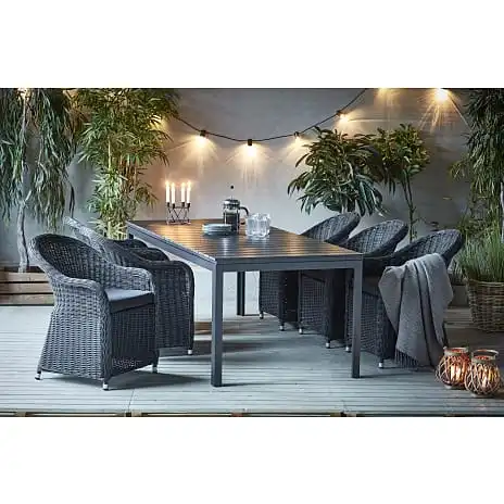 Andre Mærker Lakewood Nonwood 229x95 Cm Bord Med 6 Albany Stole - Sort - Billede 4