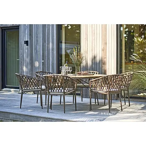 Andre Mærker Kerteminde Teak Bord Ø150, Antracit Stel Med 6 Mijas Stole - Billede 7