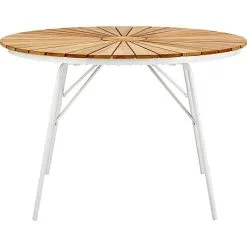 Andre Mærker Kerteminde Teak Havebord Ø110 Cm, Hvidt Stel