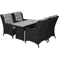 Vila Tjørn Havemøbelsæt Med 4 Høje Stole - Sort