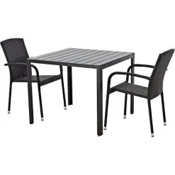 Andre Mærker Carlton 90x90 Cm Cafésæt Med 2 York Stole - Sort