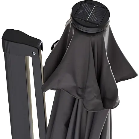 Andre Mærker Panama Hængeparasol - Sort Inkl. Plastfod Med Fyld - Billede 4