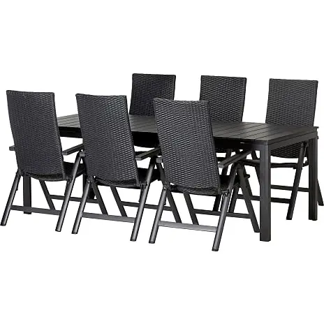 Andre Mærker Lakewood Havemøbelsæt Med 6 Santorini Stole - Sort