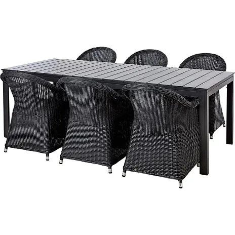 Andre Mærker Lakewood Nonwood 229x95 Cm Bord Med 6 Albany Stole - Sort