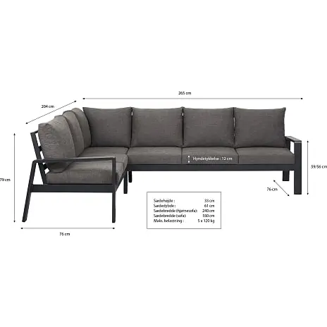 Andre Mærker Palamos Hjørnesofa - Aluminium/polyester - Grå - Billede 5