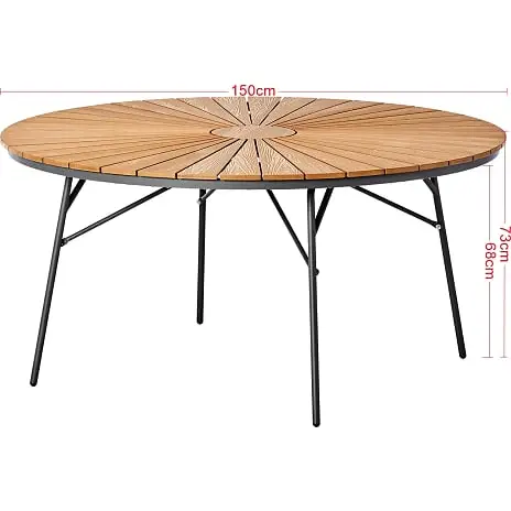 Andre Mærker Kerteminde Teak Bord Ø150, Antracit Stel Med 6 Capri Stole - Billede 4