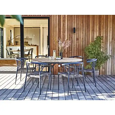 Andre Mærker Kerteminde Teak Bord Ø150, Antracit Stel Med 6 Capri Stole - Billede 10