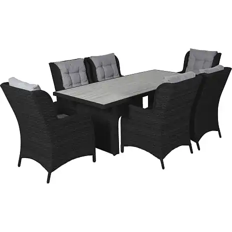 Vila Tjørn Havemøbelsæt Med 6 Høje Stole - Sort