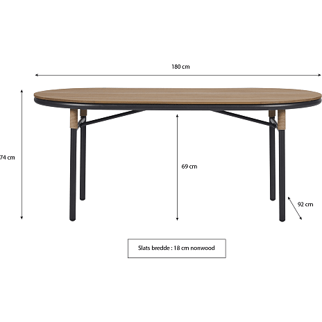 Andre Mærker Sevilla Havebord - Natur/sort - Billede 2