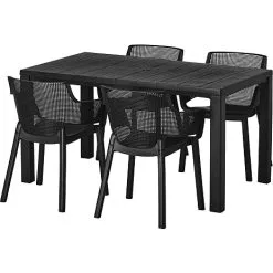 Andre Mærker Julie Havemøbelsæt Med 4 Elisa Stole - Mørkegrå