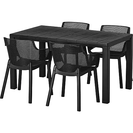 Andre Mærker Julie Havemøbelsæt Med 4 Elisa Stole - Mørkegrå