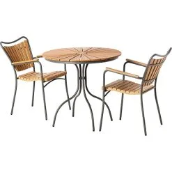 Kerteminde 80Ø Nonwood Havemøbelsæt Med 2 Stole - Teak/Antracit