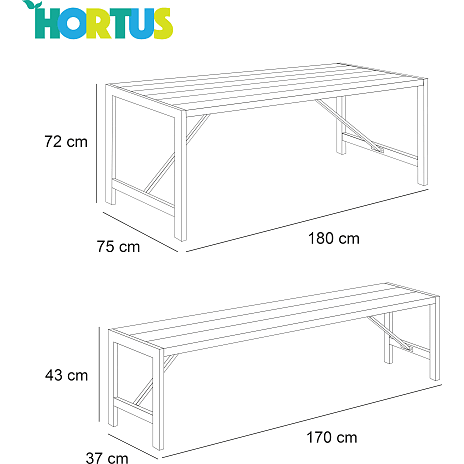 Hortus Augusta Bord Og 2 Bænke - Sort/galv. Stål - Billede 2