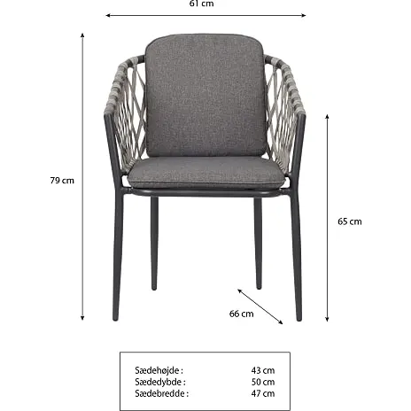 Andre Mærker Kerteminde Teak Bord Ø150, Antracit Stel Med 6 Mijas Stole - Billede 5