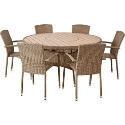 Andre Mærker Serena Havebord Ø150 Cm Med 6 York Stole - Natur